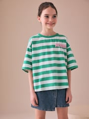 Green Stripe Moana License Oversized Boxy T-Shirt (3-16yrs) - Image 2 of 9