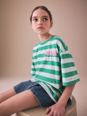 Green Stripe Moana License Oversized Boxy T-Shirt (3-16yrs) - Image 3 of 9