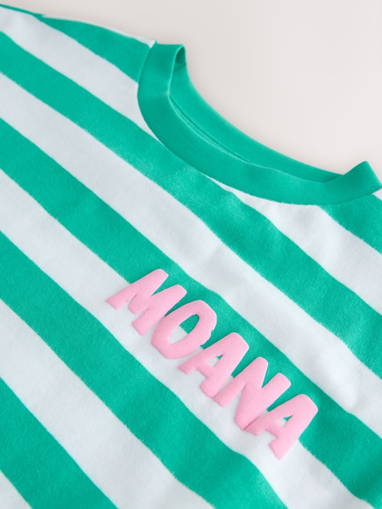Green Stripe Moana License Oversized Boxy T-Shirt (3-16yrs) - Image 9 of 9