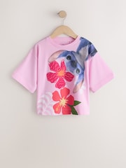 Pink Embroidered License Stitch Oversized Boxy T-Shirt (3-16yrs) - Image 5 of 8