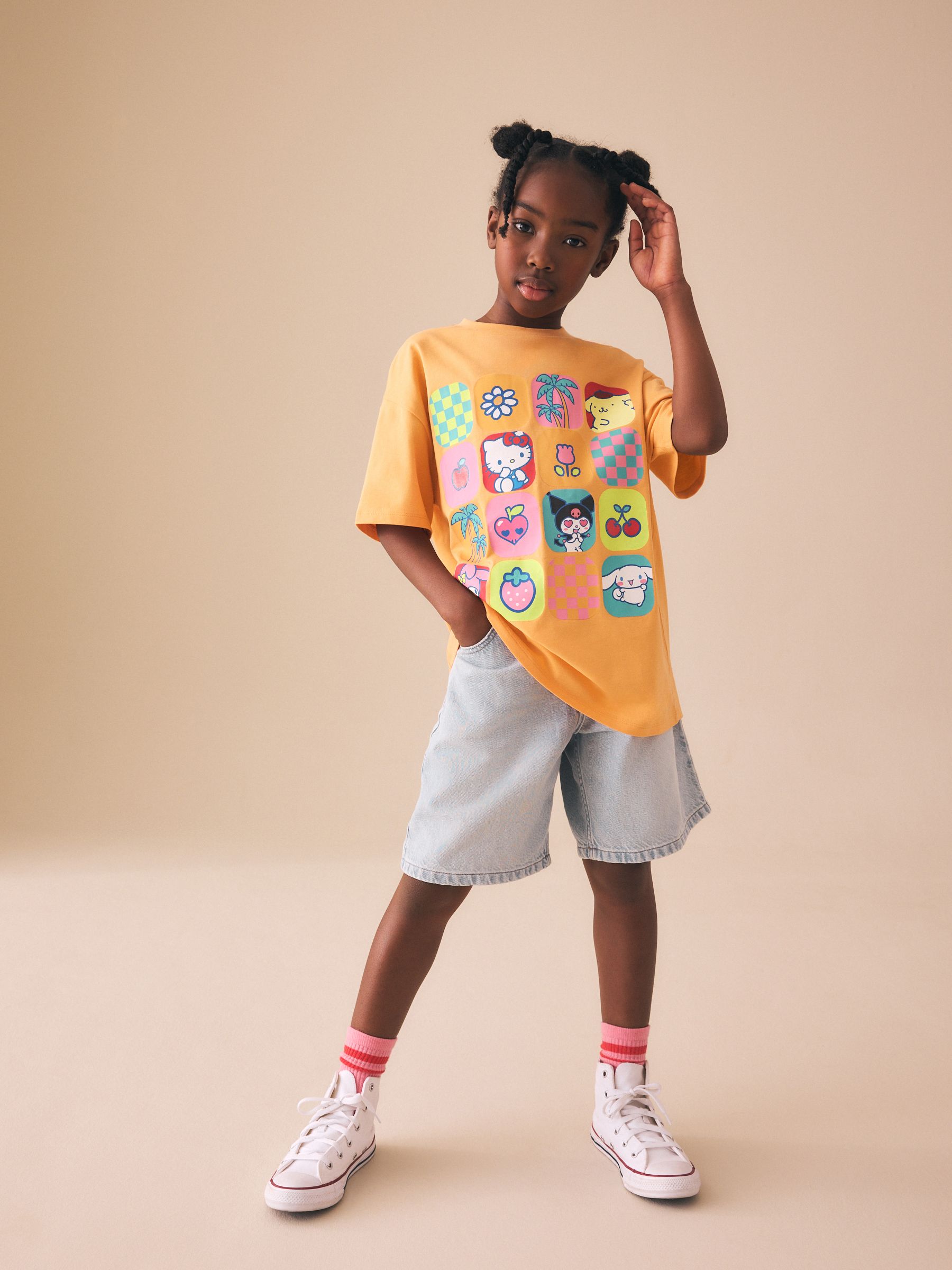 Buy Orange Hello Kitty Oversized Graphic Print T-Shirt (3-16yrs