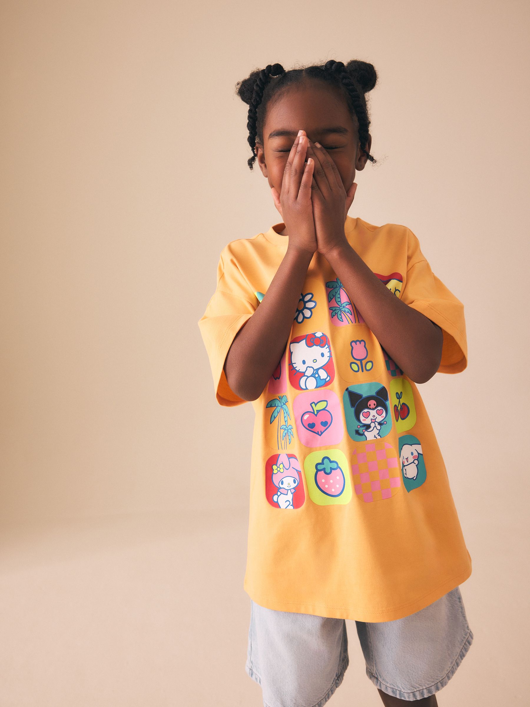 HelloKitty　ノースリーブシャツ　130 Buy Orange Hello Kitty Oversized Graphic Print T-Shirt (3-16yrs
