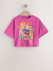 Purple Toucan - Embroidered Oversized Boxy T-Shirt (3-16yrs) - Imaginea 1 din 4