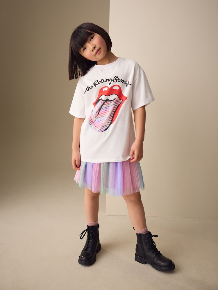 White Sequin The Rolling Stones Band T-Shirt (3-16yrs) - Image 2 of 8