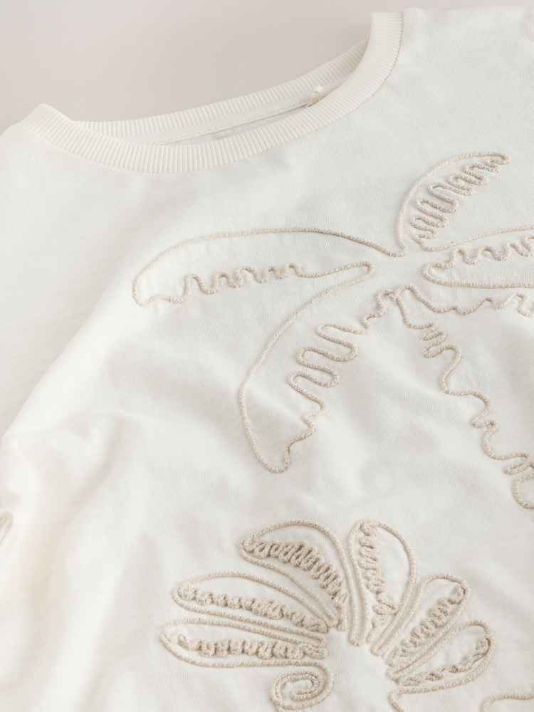 Ecru Embroidered Oversized Boxy T-Shirt (3-16yrs) - Image 11 of 11