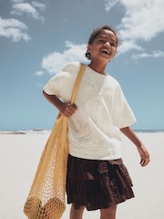 Ecru Embroidered Oversized Boxy T-Shirt (3-16yrs) - Image 3 of 11