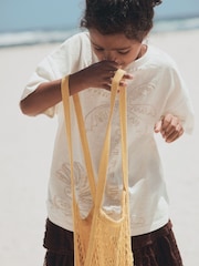 Ecru Embroidered Oversized Boxy T-Shirt (3-16yrs) - Image 4 of 11