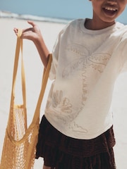 Ecru Embroidered Oversized Boxy T-Shirt (3-16yrs) - Image 5 of 11