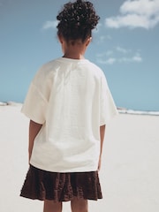 Ecru Embroidered Oversized Boxy T-Shirt (3-16yrs) - Image 7 of 11