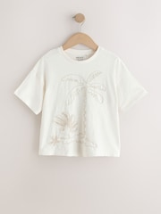 Ecru Embroidered Oversized Boxy T-Shirt (3-16yrs) - Image 8 of 11