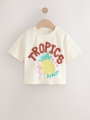 Ecru Tropics Embroidered Textured T-Shirt (3-16yrs) - Image 5 of 8