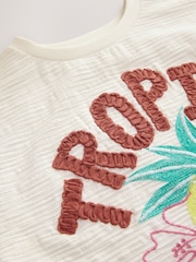 Ecru Tropics Embroidered Textured T-Shirt (3-16yrs) - Image 8 of 8