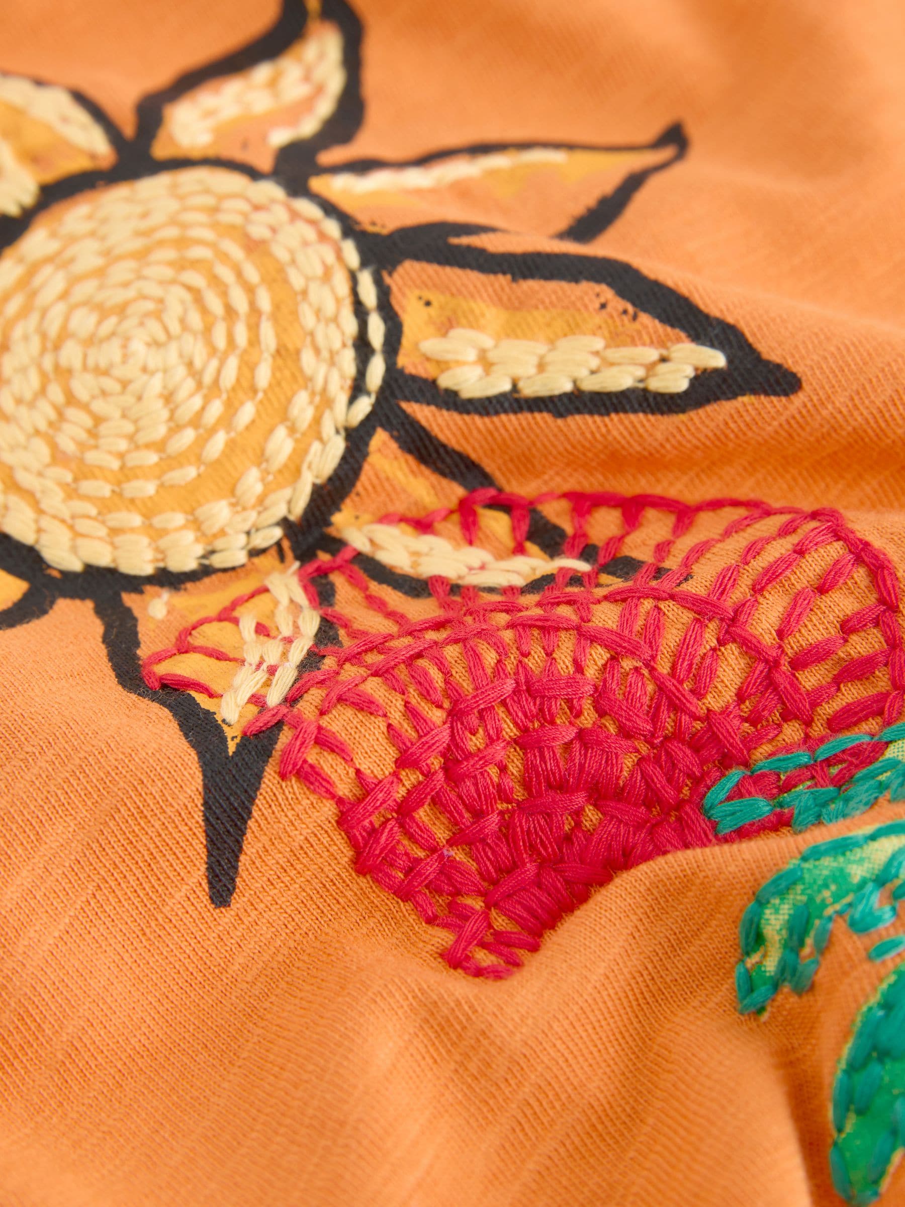 Next：日本 オレンジ・ソレイユ - 刺繍オーバーサイズボクシー Tシャツ