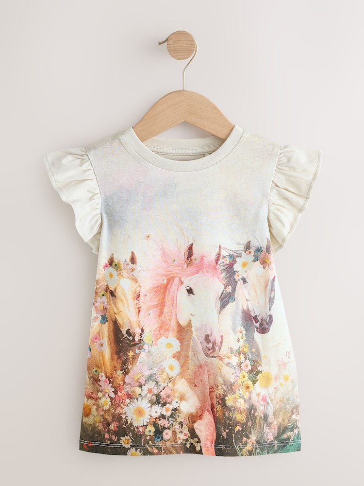 White Horse Frill Sleeve T-Shirt (3-16yrs) - Image 1 of 4