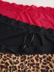 Black/Animal/Red - Microfibre And Lace Knickers 3 Pack - Imaginea 5 din 6