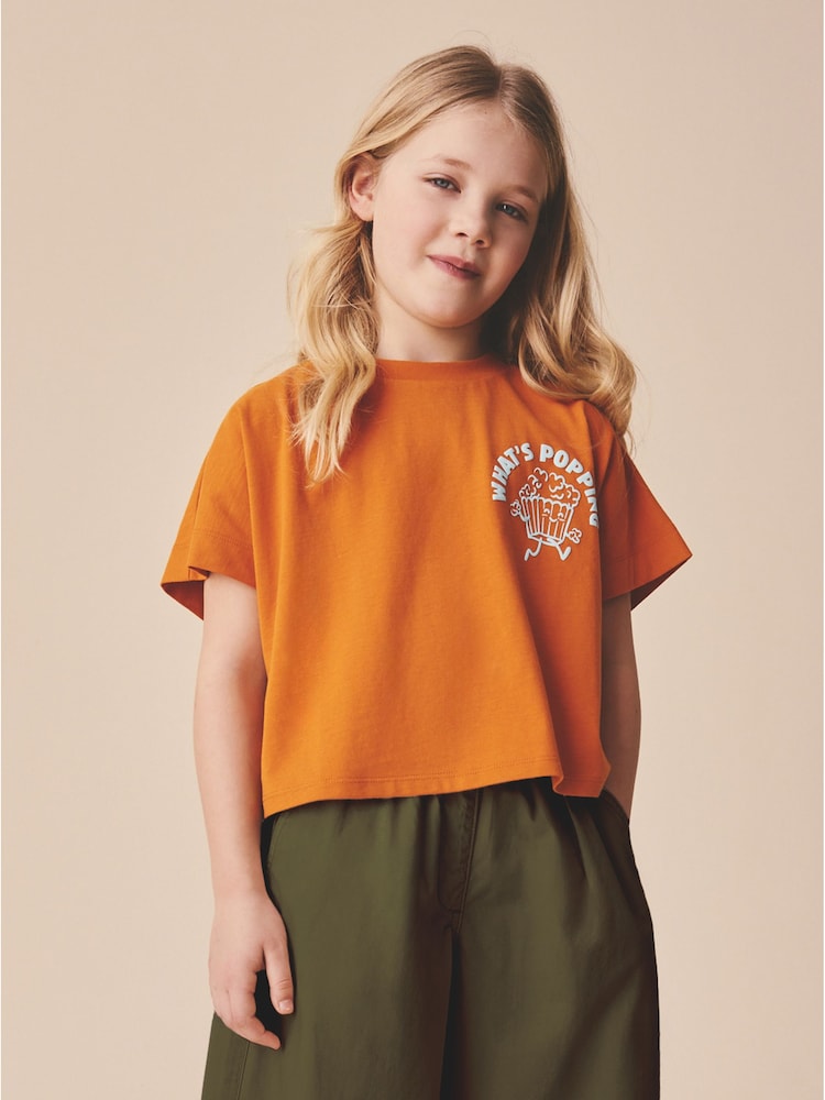 Orange Popcorn - Tricou cu croi pătrat cu model grafic (3-16yrs) - Imaginea 1 din 8