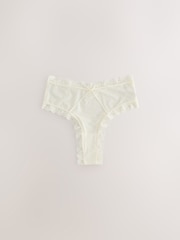 Cream/Green/Tulip High Waisted Thong Microfibre And Lace Knickers 3 Pack - Image 3 of 6