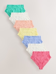 Pastels High Waist High Leg All Over Lace Knickers 7 Pack - Image 1 of 10