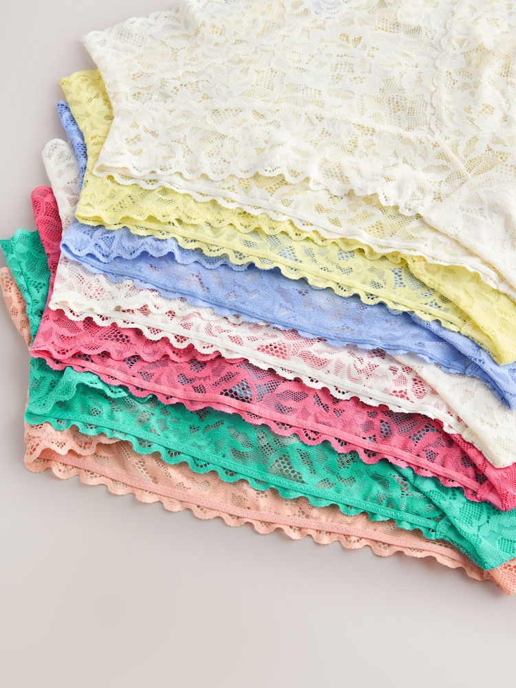 Pastels High Waist High Leg All Over Lace Knickers 7 Pack - Image 10 of 10