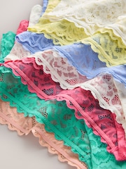 Pastels High Waist High Leg All Over Lace Knickers 7 Pack - Image 9 of 10