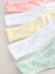 White/Pink/Mint/Yellow Thong Modal & Lace Knickers 5 Pack - Image 11 of 12