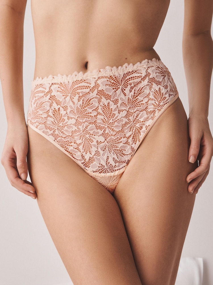 Coral Pink/Green/Cream - 蕾丝前开式无痕内裤3 包装 - 图片2 / 10