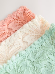 Coral Pink/Green/Cream - 蕾丝前开式无痕内裤3 包装 - 图片9 / 10