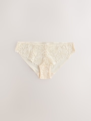 Coral Pink/Green/ Cream Brazilian Lace Front No VPL Knickers 3 Pack - Image 2 of 9