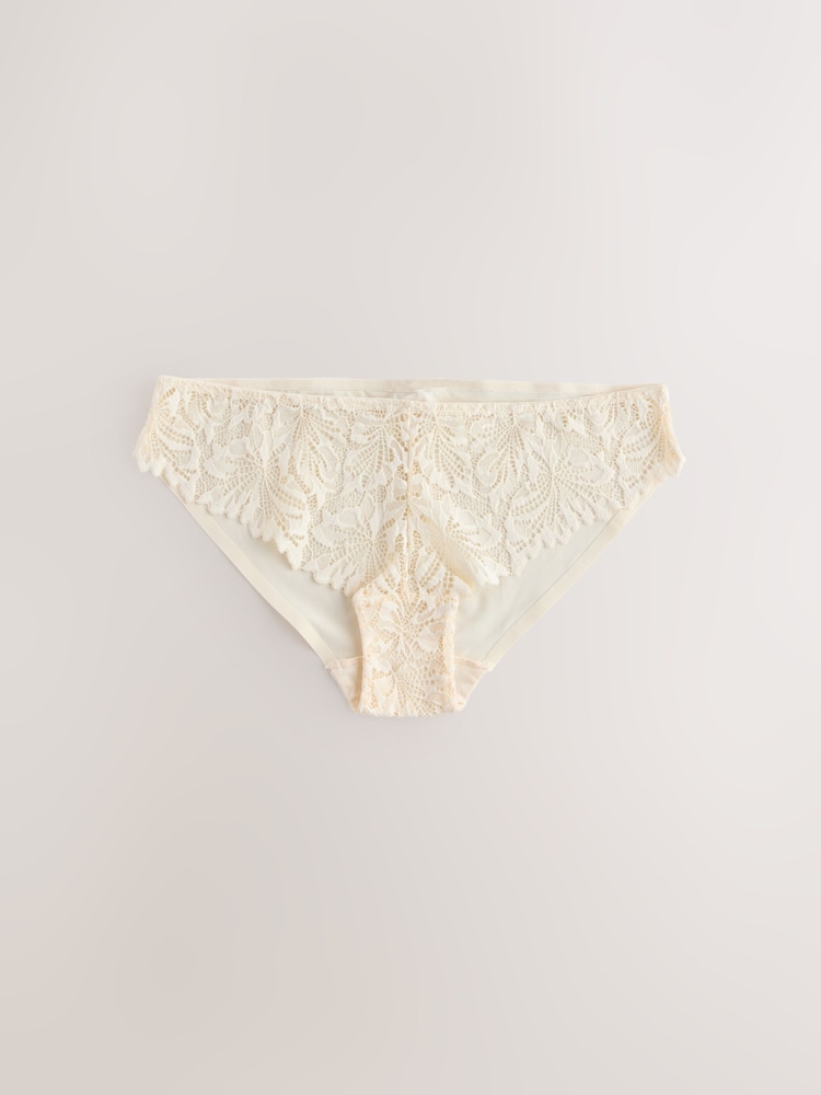 Coral Pink/Green/ Cream Brazilian Lace Front No VPL Knickers 3 Pack - Image 2 of 9