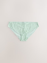 Coral Pink/Green/ Cream Brazilian Lace Front No VPL Knickers 3 Pack - Image 3 of 9