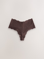 Peach Pink High Waist High Leg All Over Lace Knickers 3 Pack - Image 6 of 10