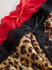 Black/Animal/Red - Microfibre And Lace Knickers 3 Pack - Imaginea 5 din 6