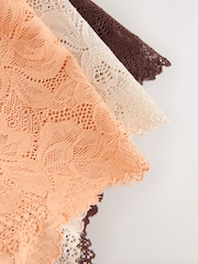 Peach Pink Brazilian All Over Lace Knickers 3 Pack - Image 10 of 10