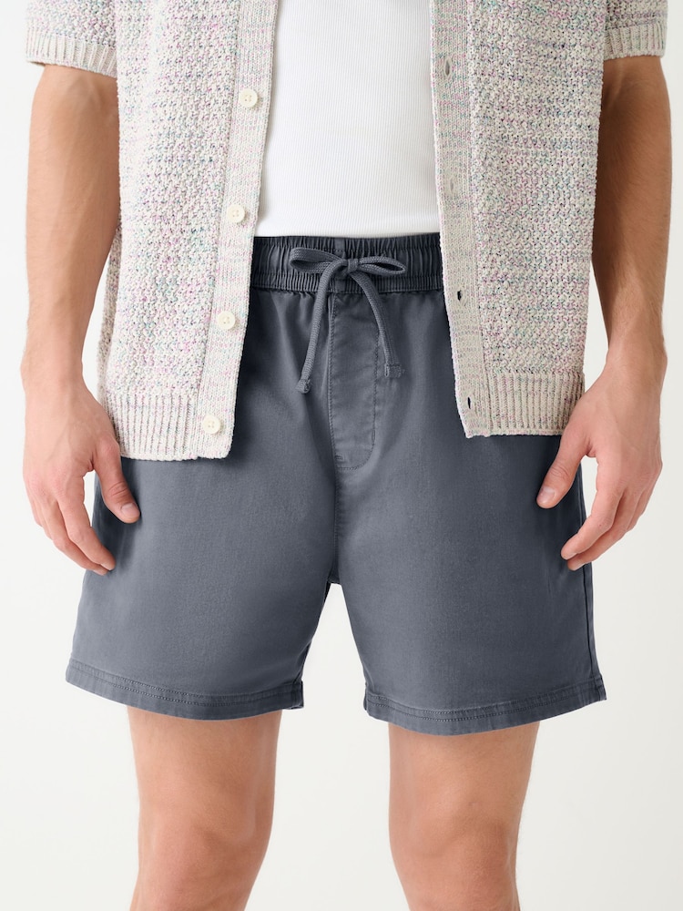 Navy Garment Dyed Drawstring Waist Shorts - Image 1 of 10