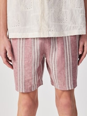 Red Linen Blend Elasticated Waist Shorts - Image 1 of 10