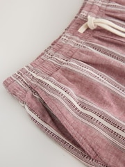 Red Linen Blend Elasticated Waist Shorts - Image 10 of 10