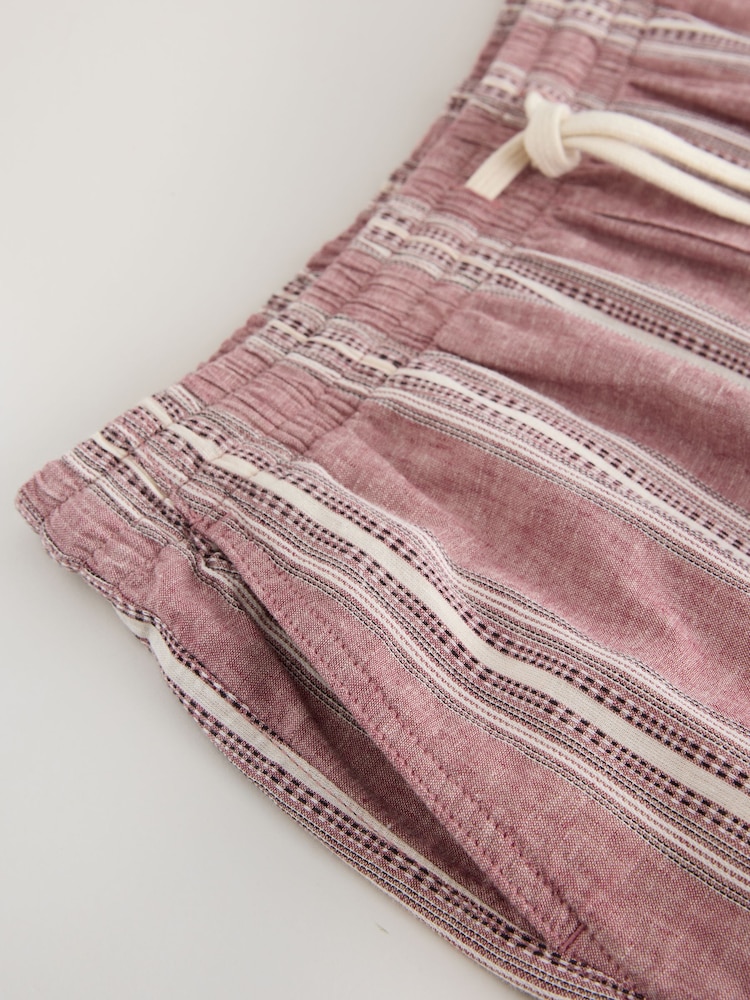 Red Linen Blend Elasticated Waist Shorts - Image 10 of 10