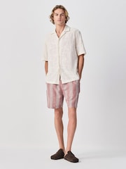 Red Linen Blend Elasticated Waist Shorts - Image 2 of 10