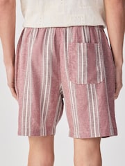 Red Linen Blend Elasticated Waist Shorts - Image 3 of 10