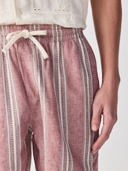 Red Linen Blend Elasticated Waist Shorts - Image 4 of 10