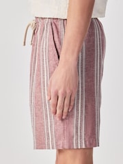 Red Linen Blend Elasticated Waist Shorts - Image 6 of 10