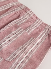 Red Linen Blend Elasticated Waist Shorts - Image 9 of 10