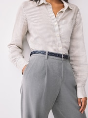 Navy Blue Skinny PU Link Detail Belt - Image 1 of 5