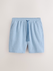 Blue Waffle Texture Drawstring Waist Shorts - Image 13 of 17