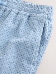 Blue Waffle Texture Drawstring Waist Shorts - Image 15 of 17