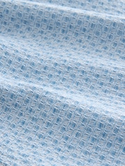 Blue Waffle Texture Drawstring Waist Shorts - Image 17 of 17