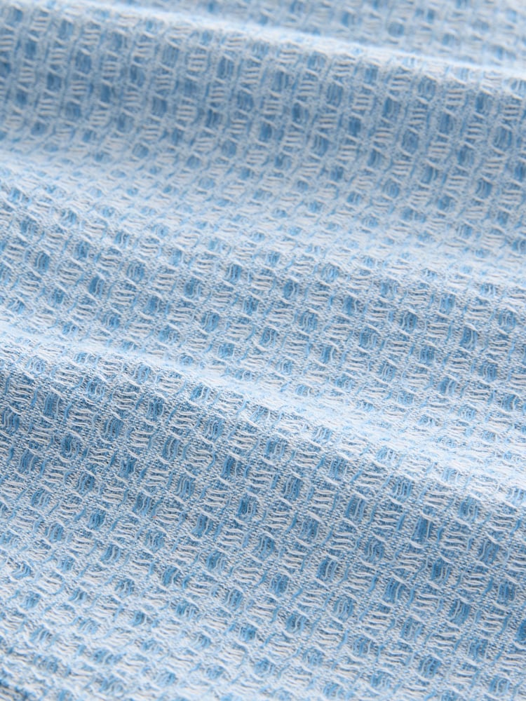 Blue Waffle Texture Drawstring Waist Shorts - Image 17 of 17