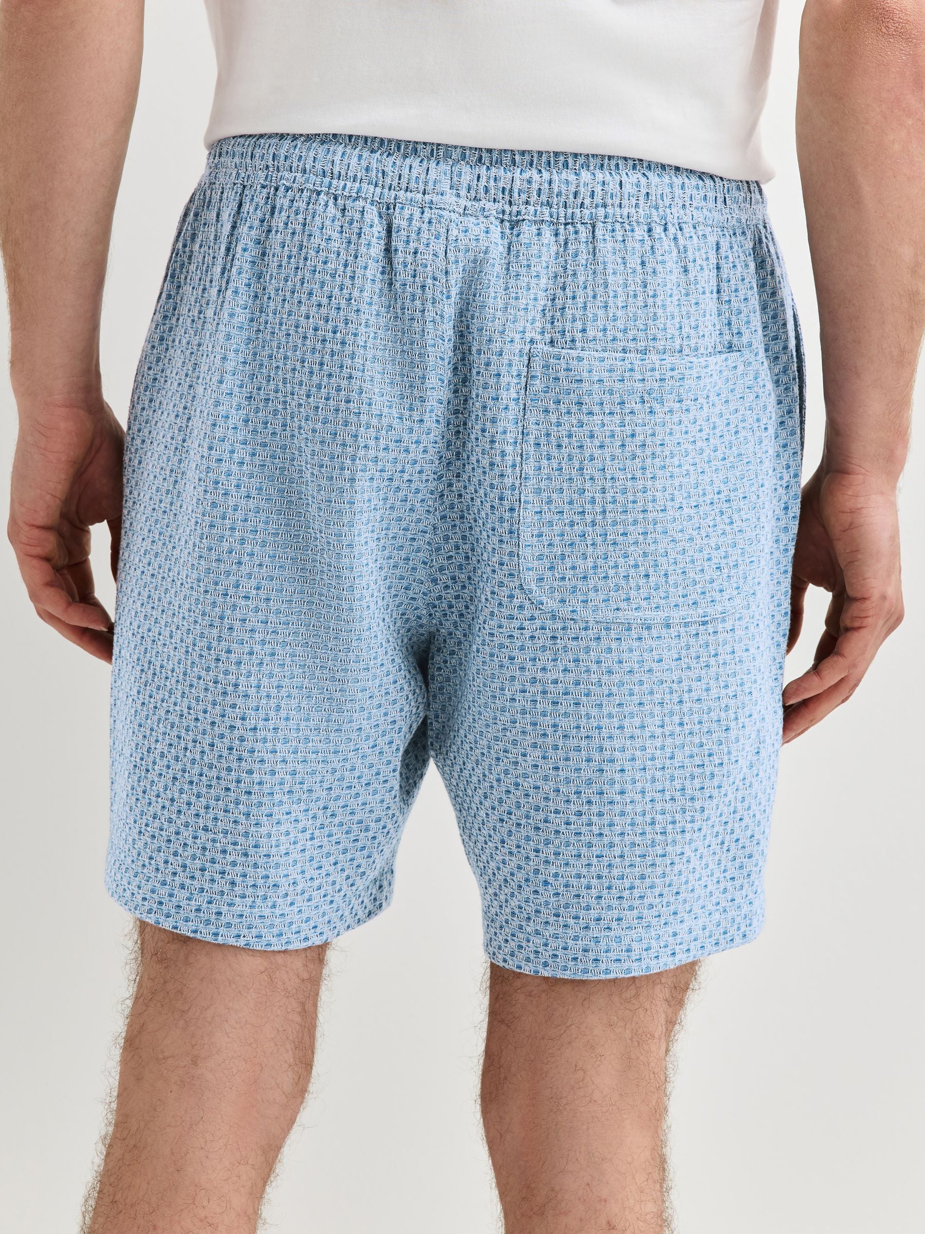 Buy Blue Waffle Texture Drawstring Waist Shorts from the Next UK