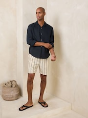 Ecru Stripe Drawstring Waist Shorts - Image 2 of 9