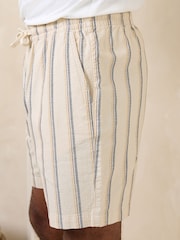 Ecru Stripe Drawstring Waist Shorts - Image 4 of 9
